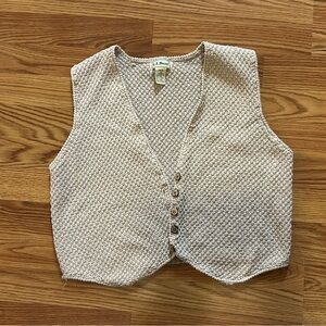 L.L. Bean Women's Tan Cotton Knit Sweater Vest Size Medium Festival Boho Natural